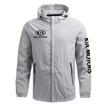 Na prostem, potovanja, Vroče prodaje moška jakna Kia avto logotip natisniti Moda za moške hooded jopico visoke kakovosti moške bomber jakno plašč