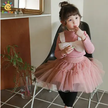 Korejski Slog Dekleta Krilo Moda Srčkan Očesa Krilo za Dekleta Visoko Pasu Princesa Krilo Otroci Oblačila Dekleta Stranka Obleko Til Krilo