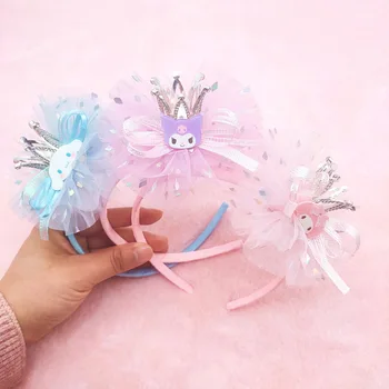Sanrio Hello Kitty Mymelody Kuromi Princesa Glavo Tiara Otrok Krono Lok Dekoracijo Pribor za Lase Glavo, Dekleta Darilo