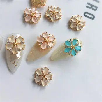 10pcs 3D Japonski Opal Cvet Cirkon Nail Art Deli Kristali, Nakit Nosorogovo Nohti Dodatki Potrebščine Okraski Čare