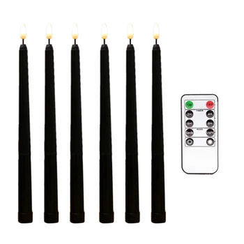 6Pcs Brezplamensko Črna Sveča Sveče Utripa Z 10-Tipka Timer Remote, Baterija Upravlja LED Svečnikov Okno Sveče