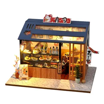 Univerzalni Ročno Igrača Ustvarjalna Lutke Miniaturni DIY Model S Pohištvom Puzzle Hiša Darilo Otrok Lesena Igrača Za 14 Let