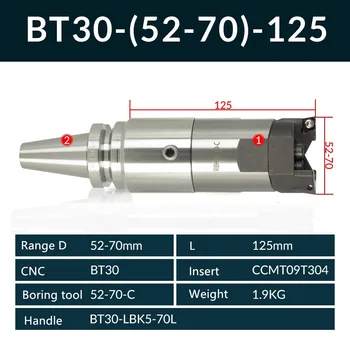 Ročaj BT30 in Visoko natančnost RBH52-70 Twin-malo Grobo nemoteno Dolgočasno Glavo, nož uporablja za globoke luknje, za vstavljanje, dolgočasno orodje