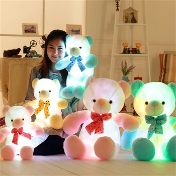 LED sveti medvedek Plišastih Igrač Svetlobna Pisane Žareče Polnjene Živali Lutka Otroci Prijateljice Božično Darilo