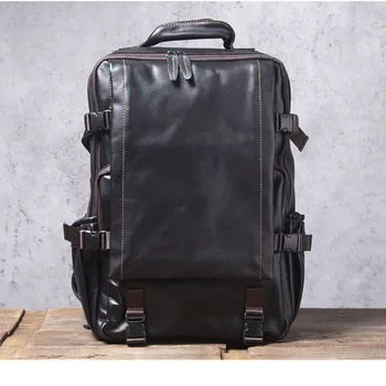 AETOO Priložnostne vrhnjo plast cowhide nahrbtnik, moško ročno usnje računalnik nahrbtnik, modi potovalna torba
