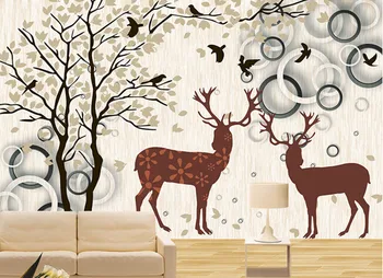 Po meri 3D elegantne ptice gozd jelen freske de papel parede,hotel, restavracijo, kava trgovine, dnevna soba, tv steni spalnice ozadje
