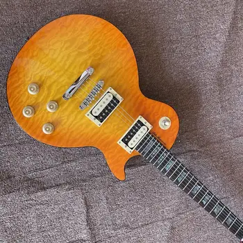 Po meri Standardna električna kitara Tune-o-Matic bridge Sunburst barva plamena vrh mahagoni telo gitaar 6 piki