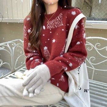 Plesti Pulover Jesen In Zimo, Korejska Različica Svoboden In Leni Veter Zgosti Božič Design Občutek Pleteni Pulover