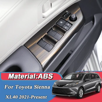 4pcs Za Toyota Sienna XL40 2021-Danes ABS Avto Styling Notranja Vrata, Okna Dvigalo Stikalo Bleščica Nalepke Frame Auto Accessory