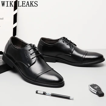 pravega usnja čevlji moški poslovnih čevlji obleko rjava oxford čevlji za moške sapato socialne masculino chaussure classique homme chau