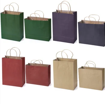 10pc DIY Multicolors kraft papir za vreče z ročaji Festival darilo vrečko Moda nakupovalne torbe Darilni pakiranje vrečko Dekoracijo vrečke
