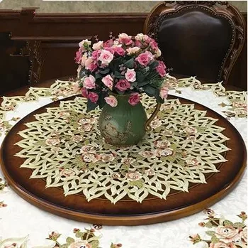 Luksuzni pastorala krpo, Evropsko-Ameriški stil-slog vezenega okrogel prt, namizni mat, čaj tabela mat, gorsko rose