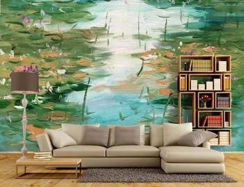 Po meri 3d freske,Ročno poslikane lotus oljna slika, de papel parede,hotel, restavracija, bar, dnevna soba, TV steni spalnice ozadje
