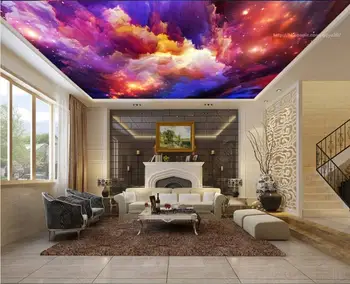 3d strop ozadje zidana krasen oblaki zvezdnato nebo dnevni sobi doma dekor po meri foto Tapete za stene, v zvitkih