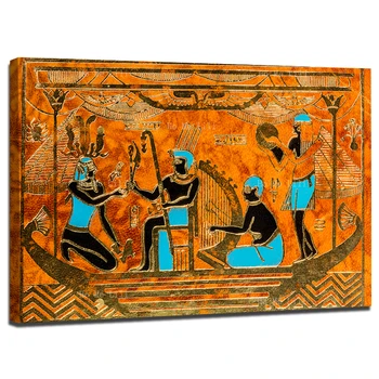 Egiptovski Starodavne Religije, Zgodovinskih Plemena Faraon Z Glasbeniki In Skrivnostno Platno Wall Art Ho Me Lili Za Dom Dekor