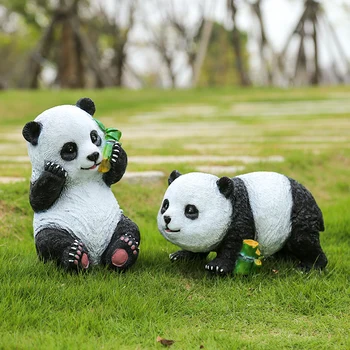 Smole Panda Kiparstvo Vrt Dekoracijo Na Prostem Simulacije Živali Kipi Travnik Krajine Slika Obrti Domačem Dvorišču Umetnosti Okraski