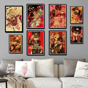 Kot nalašč JL Letnik Japonski Anime Jibaku Shounen Hanako-kun Retro plakat Kraft Plakat Doma Dekor stenske nalepke