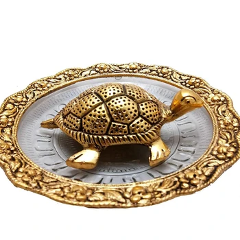 Kovinski Feng Shui Želv Na Ploščo Eksponat Zlati Premer:5.5 Palčni za Pisarniško Mizo Dekoracijo za Gifting Prinese Dobre energije