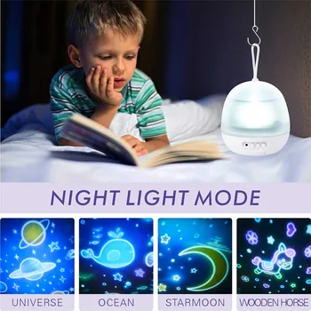 Planetarij Noč svetlobe Doma Projektor Obračanje Star Projektor Lučka za Otroka, Otroška Spalna Romantično Pisane LED USB lahki Prenosni