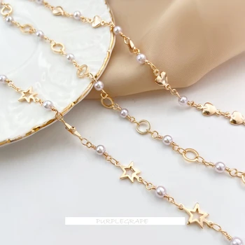 18K zlato prevleko barve-ohranjanje baker verige diy moda temperament ogrlica, zapestnica materiala self-made ročno pearl verige