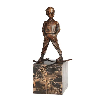 Bronasti Kip Smučarskih Fant Kiparstvo Zahodne Moderne Umetnosti Soba Dekoracijo Pribor Dan Otrok Darila