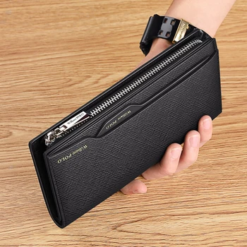 Usnjena denarnica, moška sklopka vrečko dolgo visoke zmogljivosti podjetja imetnika kartice imetnik kartice multi-funkcijo zadrgo mobilni telefon kovanec vrečko