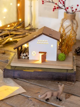 Nordijska Lesa Miniaturne Hiše Model Urad Za Namizni Okras Doma Dekoracijo Naselje Žareče Tlaka Zdravljenje Prijatelj Darilo