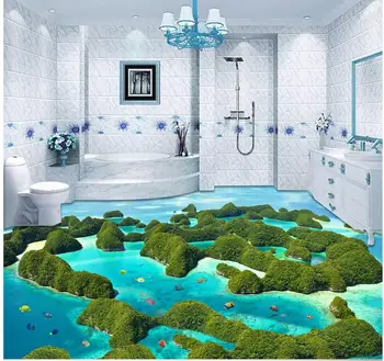 Foto ozadje stensko talne Morju, wc, Kopalnica 3D Talnih PVC nepremočljiva tla Doma Dekoracijo