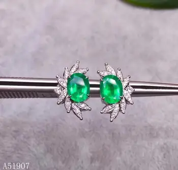 KJJEAXCMY fine nakit 925 sterling srebro vdelan naravnih smaragdno ženski uhani podporo odkrivanje novih