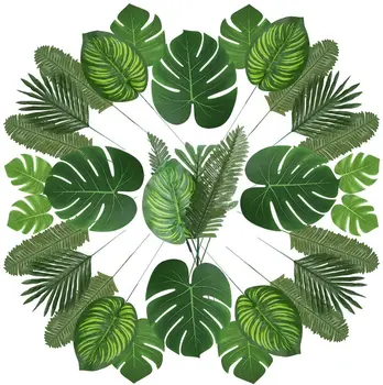 90 KOS 6 Vrst Palmovih Listov Tropskih Okraski Stranka Džungle Listov z matičnimi za Tropsko Listi Odlikovanja