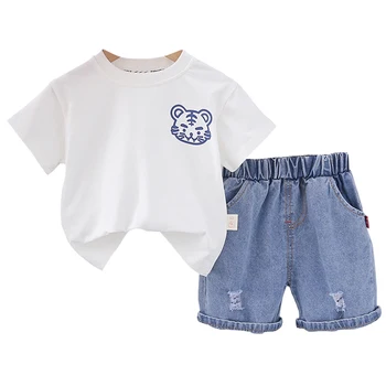 Fantje Dekleta Kompleti Oblačil 2022 Poletje Baby Toddler Risanka T Shirt Traper Hlače Otrok Obleke Otroci Oblačila Tekaška Trenirka Za Malčke