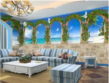 Po meri 3d photo 3d ozadje steno stensko ozadje zidana Havajih Sredozemskih ozadju stene dekor ozadje za dnevno sobo
