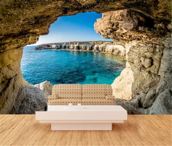 Modro nebo plaži pokrajino, kavč, TV ozadju stene 3d zidana 8d naravo sodobnih ozadje jama seascape