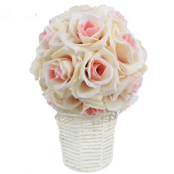 6 Inch 15 CM, Umetni Rose Svile Cvet Poljubljanje Kroglice Visi Žogo Za Poroko Božični Okraski Stranka, Okrasni Material