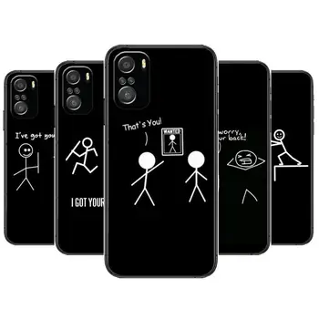 Stick Slika Memes stickman ljubezen Za Xiaomi Redmi Opomba 10 10 9T 9S 9 8T 8 7S 7 6 5 5A Max Pro Mehko Črno Primeru Telefon